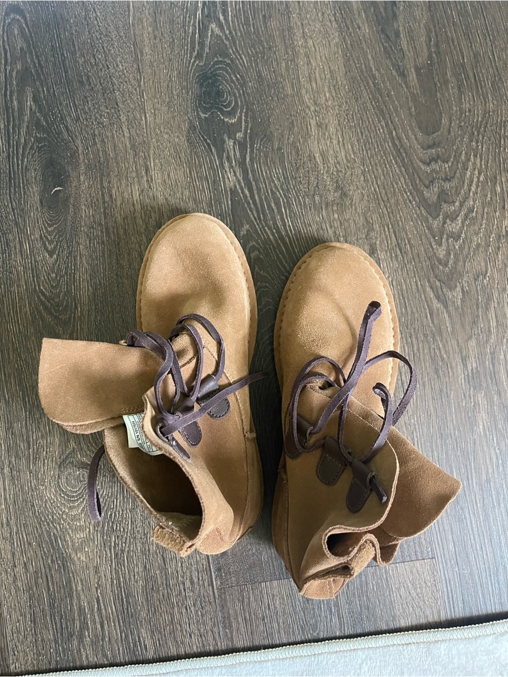 UGG Chestnut/Tan Suede Lace-Up Ankle Boots - Picture 3 of 4
